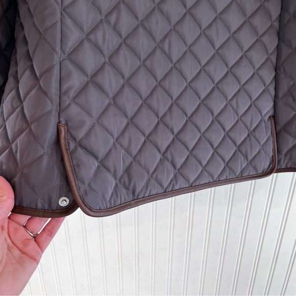 LAUREN by Ralph Lauren Quilted Jacket Women’s XL Gray with Leather Trim Coat - Picture 9 of 16
